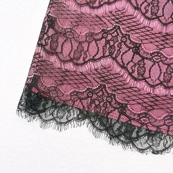 Rickie Freeman Teri Jon Skirt Size 12 Pink Silk Lace Whimsigoth Goth Fairycore - Picture 3 of 9